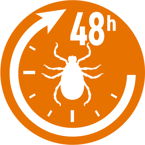 Ticks killed in 48 hours